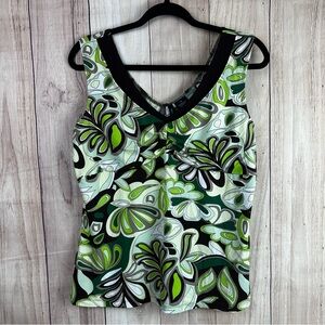 New Directions Y2K Green and Black Floral Tank Top